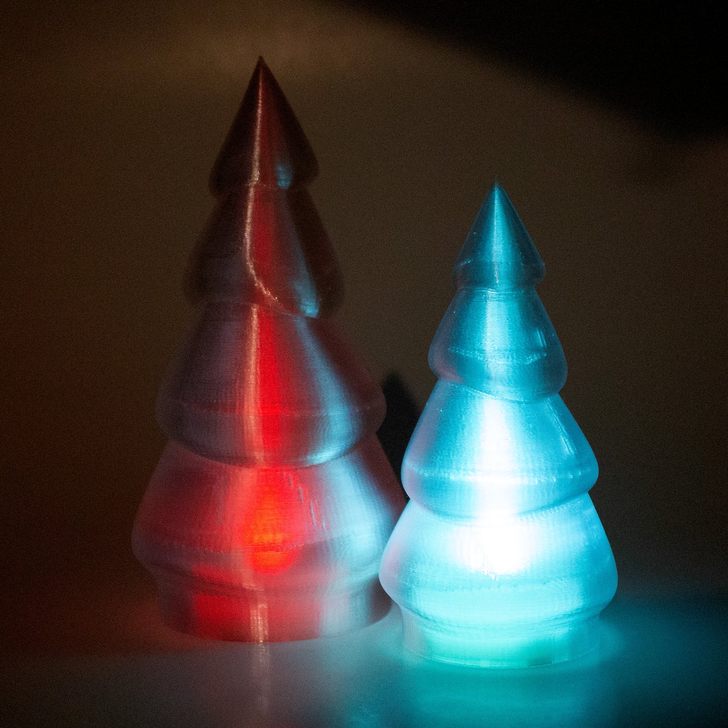 Snow-Covered LED Christmas Tree Translucent - 3D Printed Plastic Tabletop & Mantel Decor