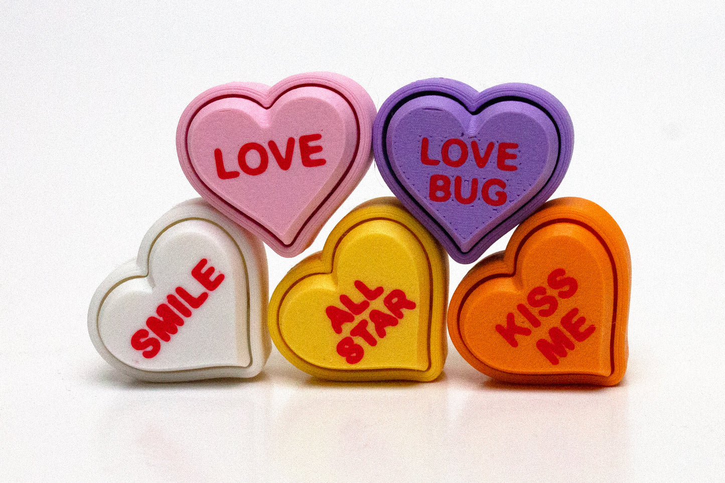 Colorful Candy Hearts Fidget Clicker – Fun Stress Relief Gadget Keychain