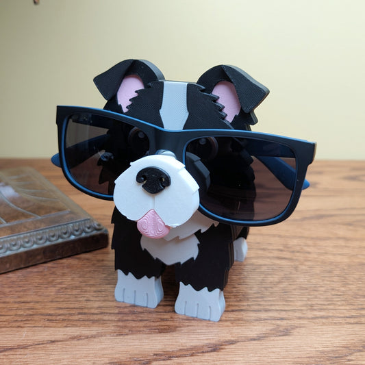 Border Collie Eyeglasses Holder Stand – Cute Border Collie Eyewear Organizer for Desk or Nightstand