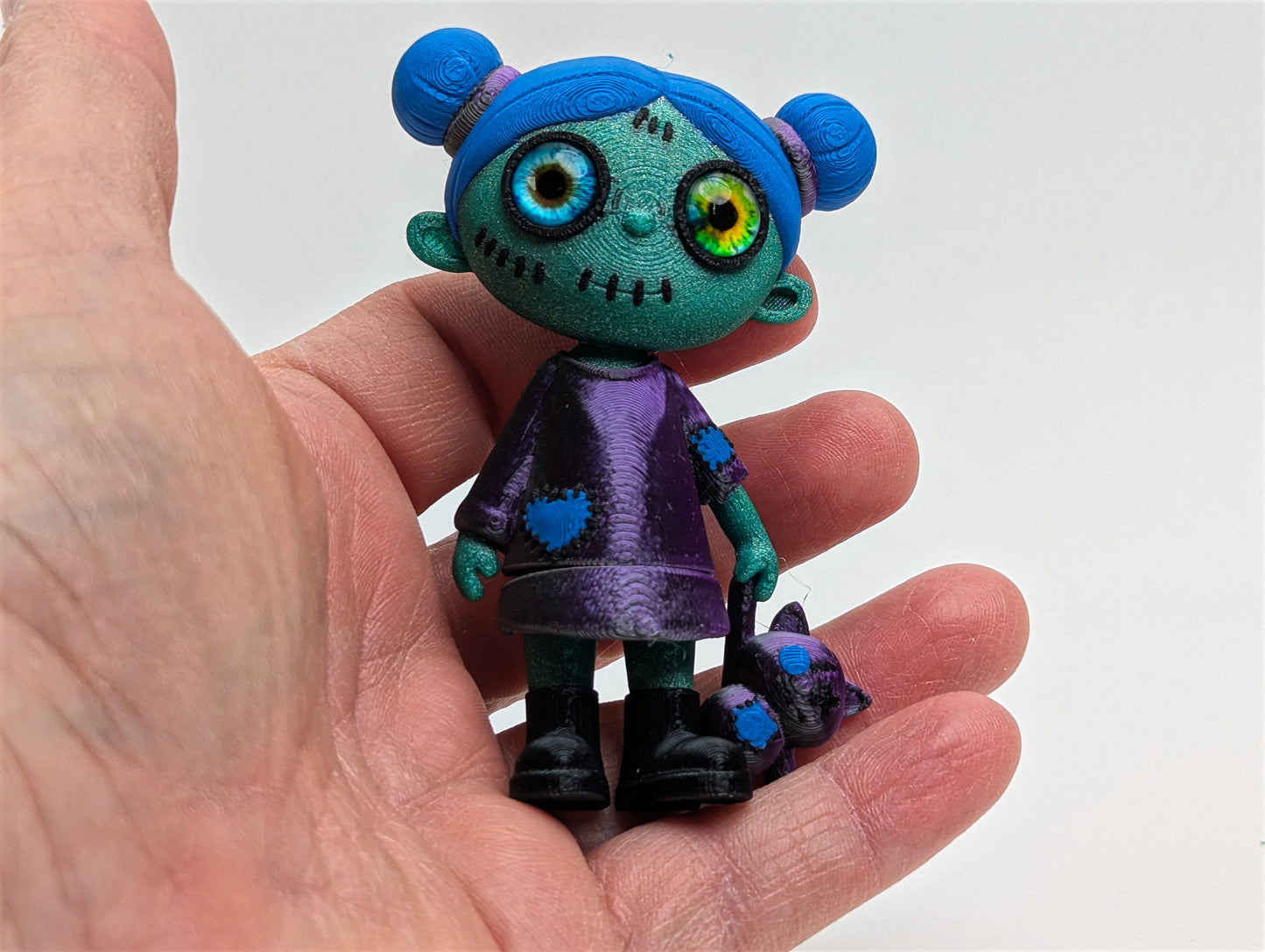 Agnes - Spooky Cute Zombie Girl Figurine & Magnet with Cat Companion