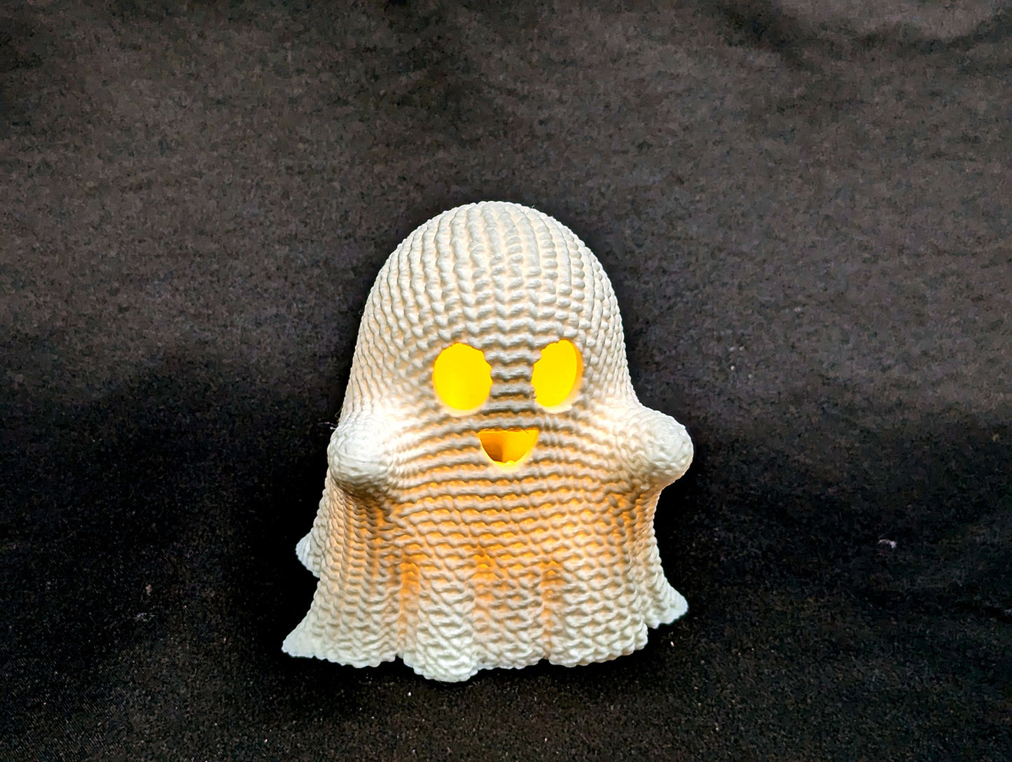 3d printed crochet textured ghost with led tea light