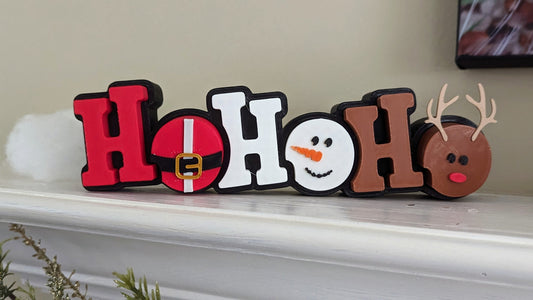 Festive HoHoHo Christmas Decor with Santa, Snowman & Reindeer Accents
