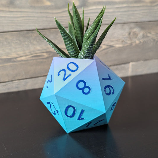 20-Sided Dice Planter for Succulents - Unique RPG Gift Home Decor
