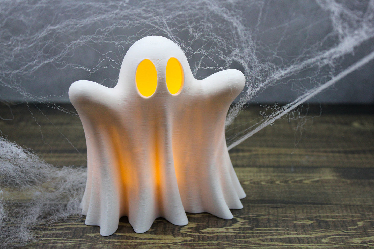 Adorable 3D Printed Ghost for Halloween with LED Tea Light Decoration