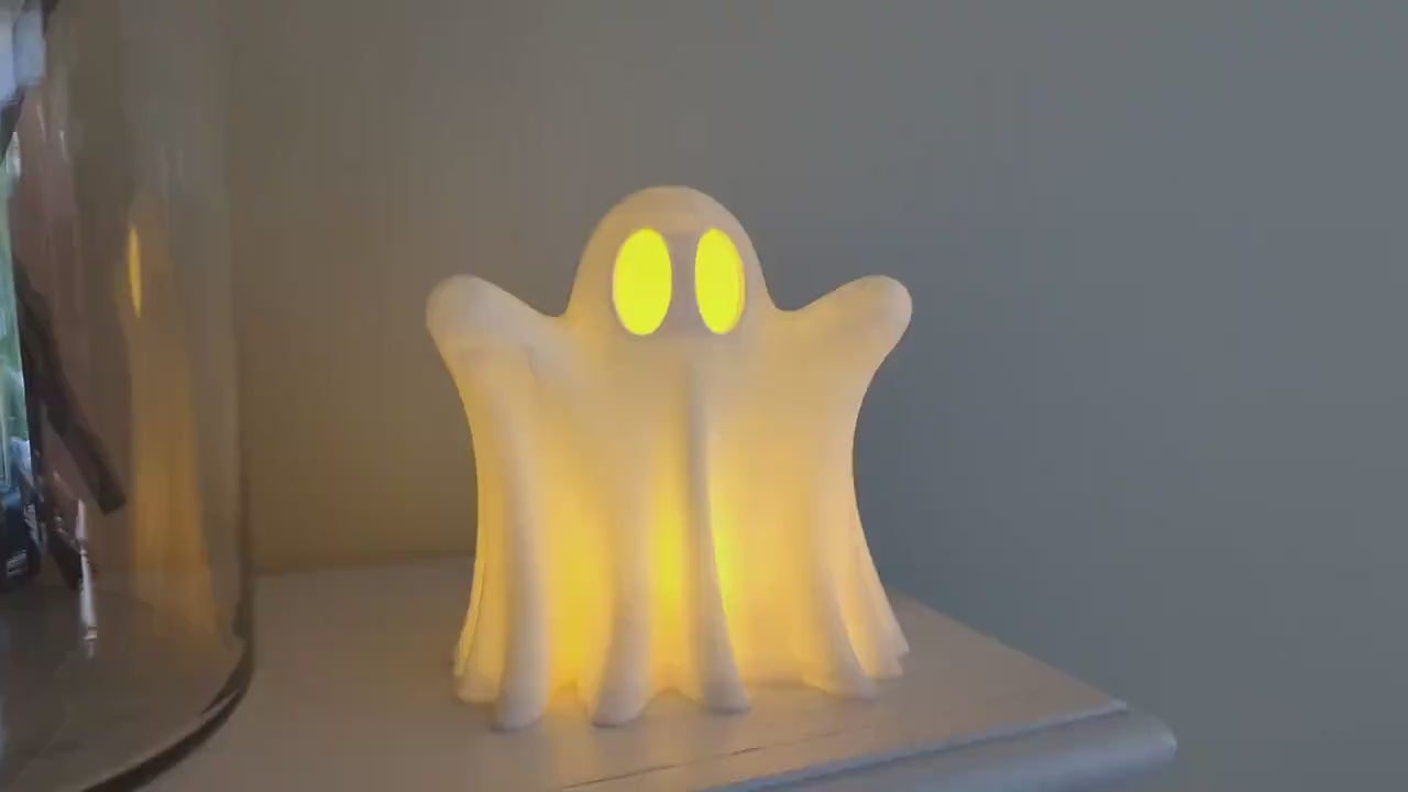 Adorable 3D Printed Ghost for Halloween with LED Tea Light Decoration
